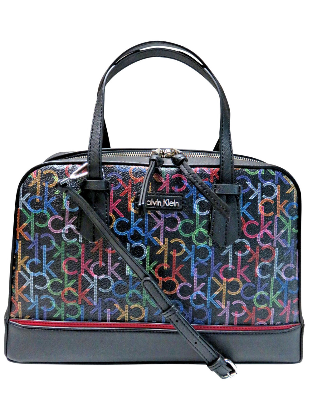 Calvin Klein Purse Handbag Black Multicolor Monogram Signature Logo H5DDJ4DB NWT